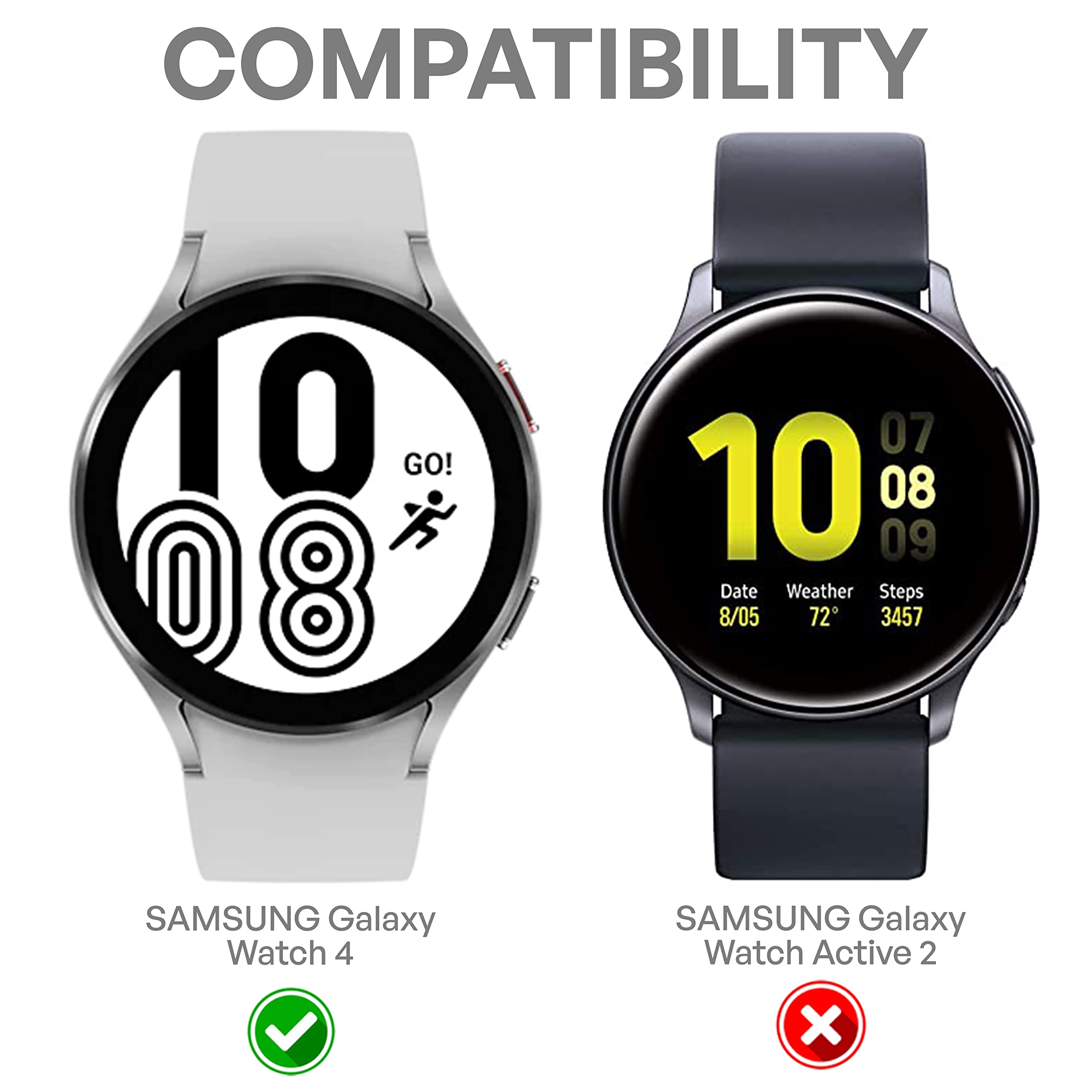 CROSSVOLT Tempered Glass Screen Protector Compatible for Samsung Galaxy Watch 5 And Samsung Galaxy Watch 4 (44mm) (1.4" inch), Pack of 2