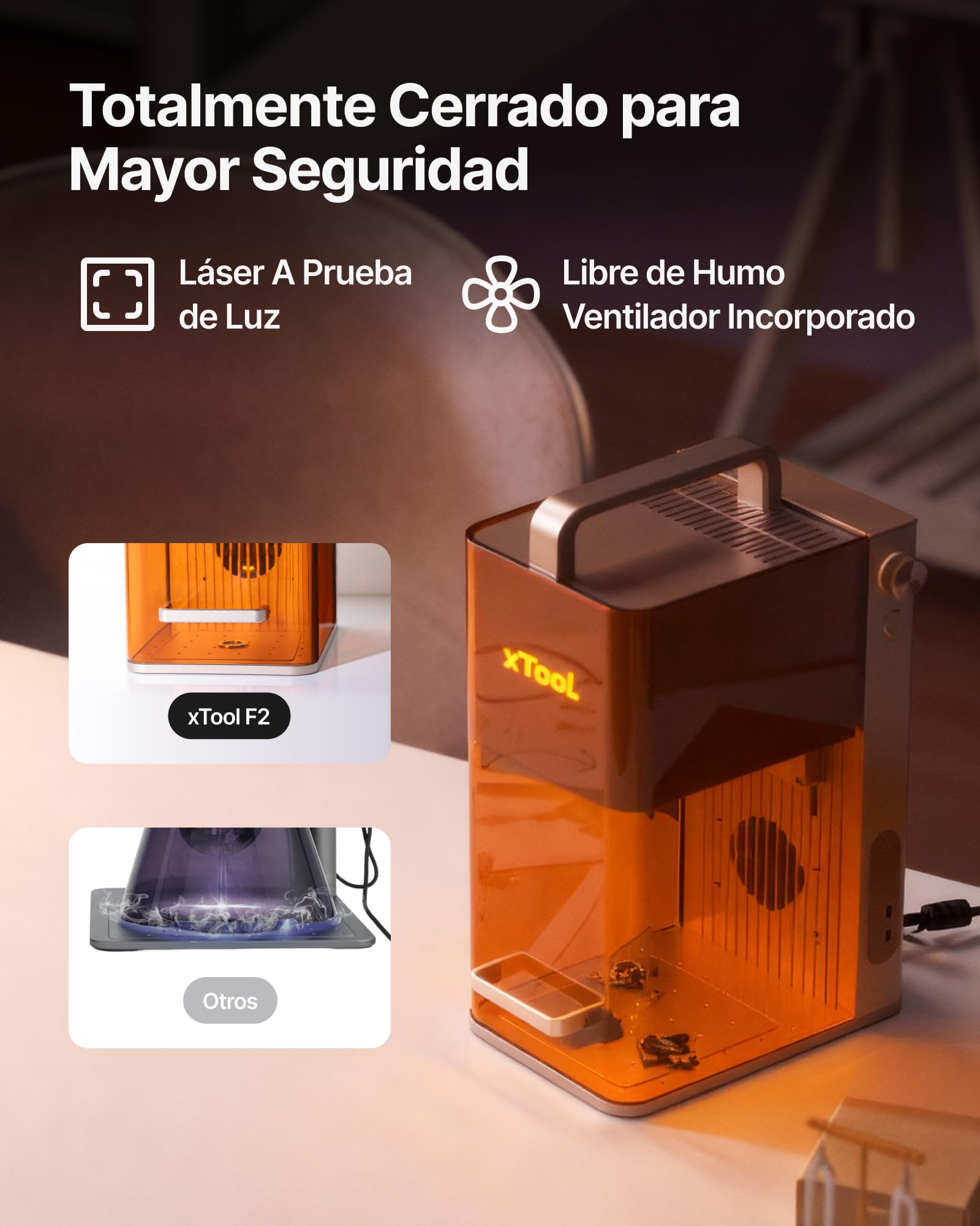 xTool F2 Grabadora Láser Deluxe Bundle, Máquina de Grabado Láser Dual 15W Diodo y 5W IR con Cámara de 50MP, Grabador Láser Portátil de Escritorio Ultra Rápido 6000mm/s para Metal Madera Acrílico