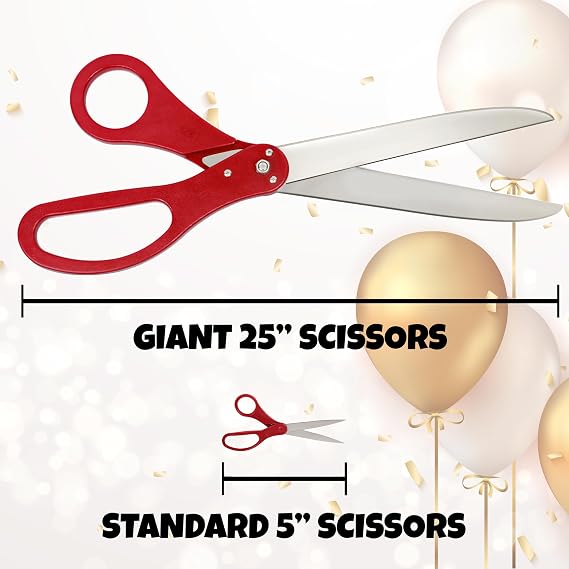 Giant Ribbon Cutting Scissors Set with Red Ribbon 25 Grand Opening Prop