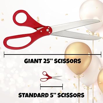 Giant Ribbon Cutting Scissors Set with Red Ribbon 25 Grand Opening Prop