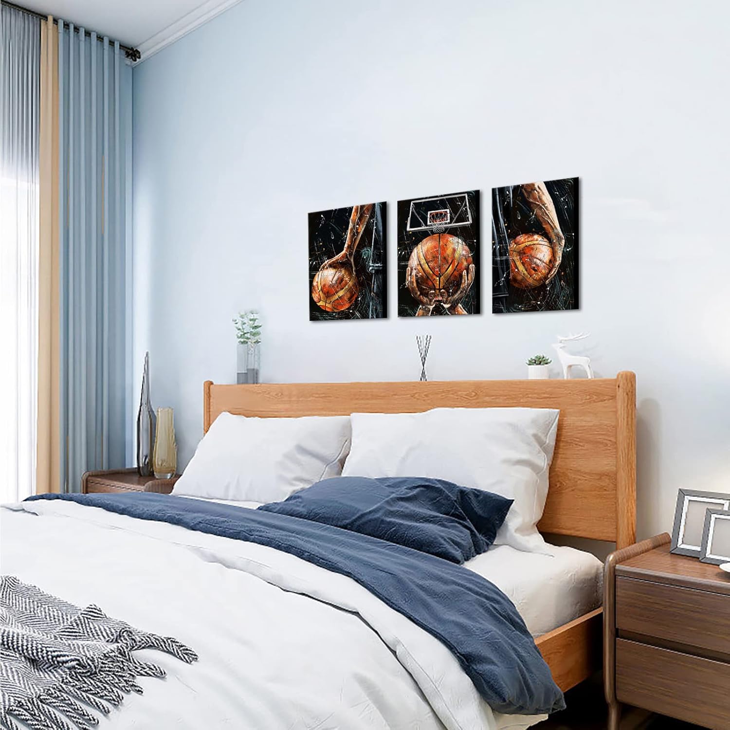 Conipit Black White Sport Canvas Basketball Wall Art Ball Sport Painting Prints for Boy's Bedroom Gym Decor Gifts to Basketball Player 12"x16"x3pcs Framed (Small) - Image 5