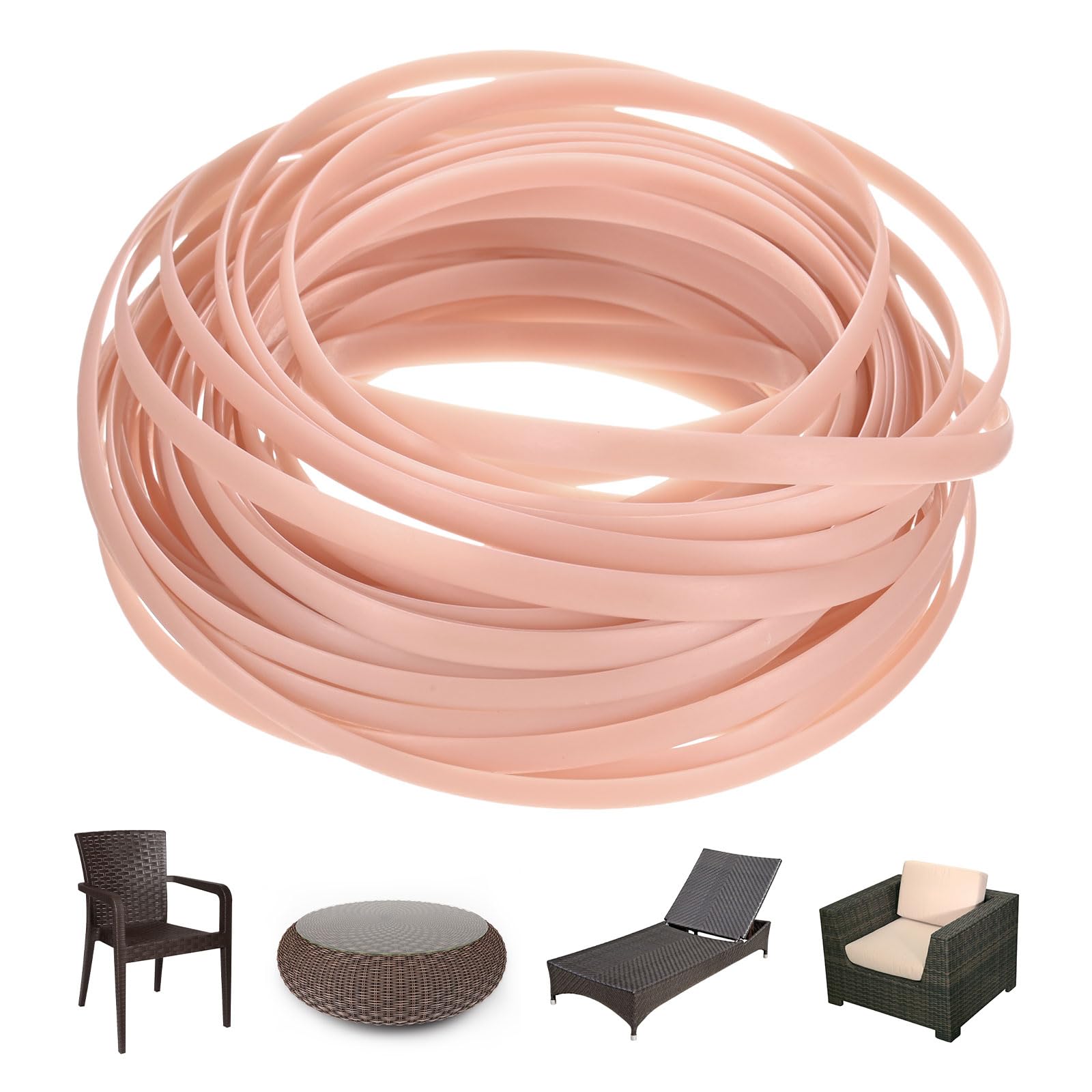 M METERXITY 1-Pack Wicker Repair Kit, 5mm x 33ft/10m Plastic Flat Rattan Replacement Supplies for Patio Furniture Repair/Basket Making/Chair Weaving, Synthetic Woven Rattan [Pink] — image 1