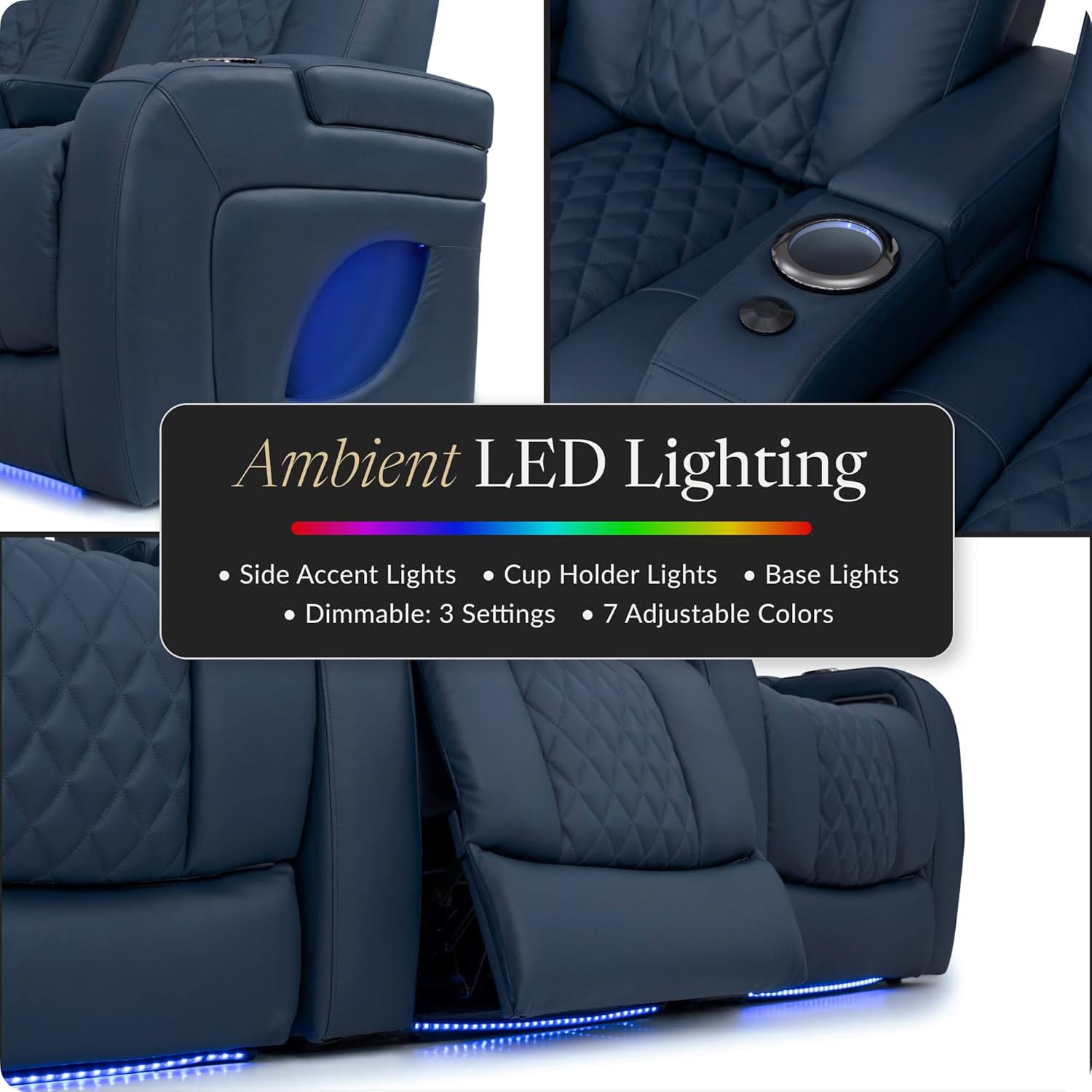 Seatcraft Virtuoso 365 Zero-Gravity Leather Home Theater Seating, Power Headrest, Power Recline, Row of 2, Admiral