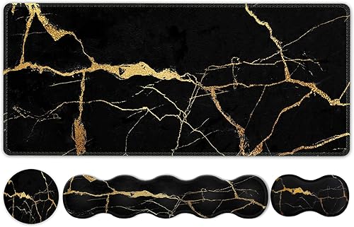 iLeadon Juego de alfombrillas para mouse, alfombrilla de escritorio + alfombrilla de mouse con reposamuñecas + reposamuñecas para teclado +