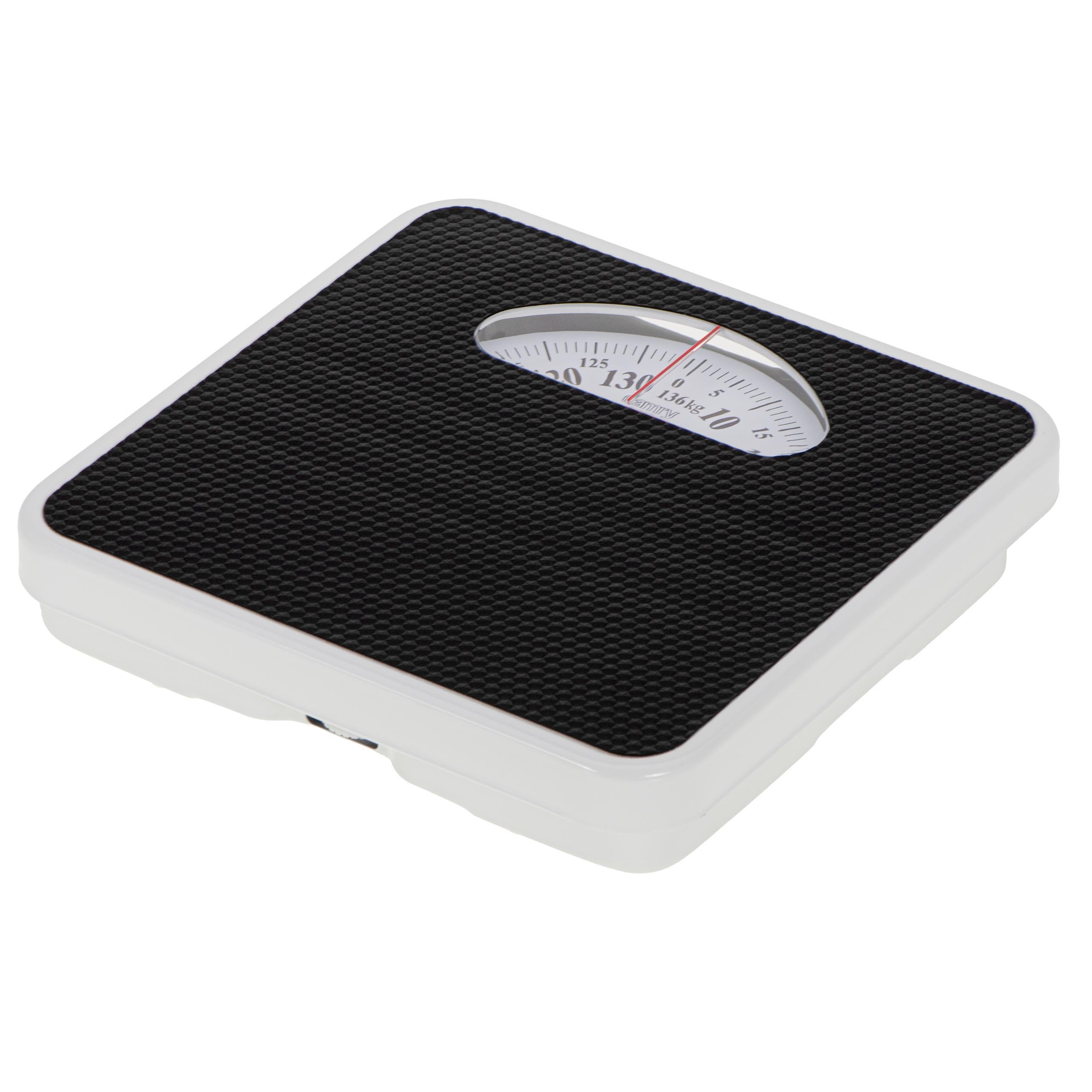 CAMRY Waga łazienkowa mechaniczna 136 kg 1kg dokładność antypoślizgowa metalowa obudowa 28 x 29 x 5 cm czarno-biała