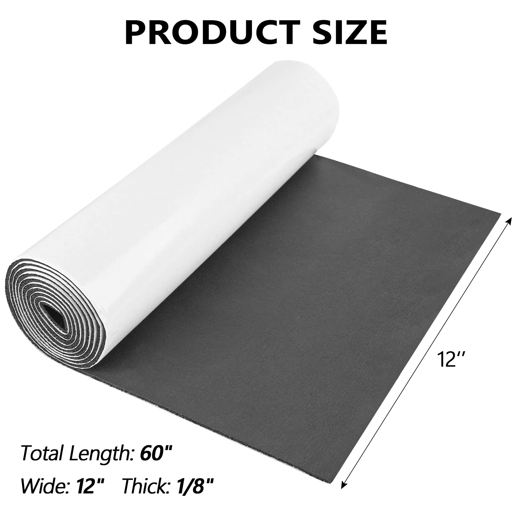 Sponge Neoprene Foam Rubber Sheet with Adhesive, 12 in x 60 in x 1/8 in Multi-Function Soundproof High Density Waterproof Rubber Mat, Perfect Cosplay Easy Cut DIY Neoprene Padding Roll - Black