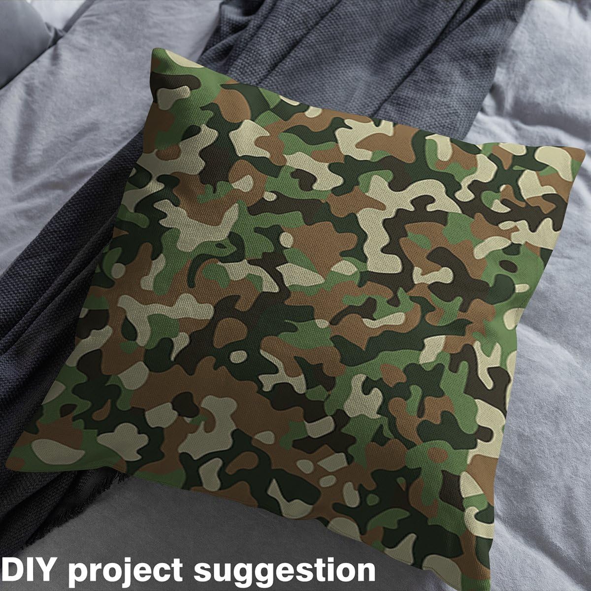 Boys Camouflage Fabric By The Yard Green Camouflage Upholstery Fabric Army Decorative Fabric for Teens Men Room Decor Retro Campaign Militarily Geometric Pattern Fabric, 5 Yards