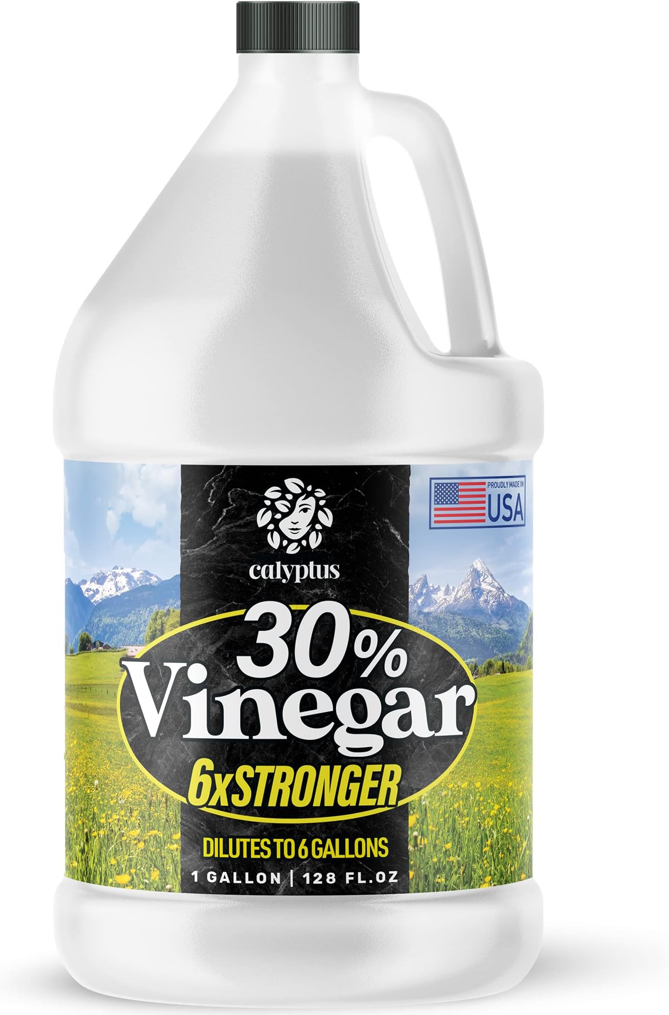Calyptus 30% Pure Super Concentrated Vinegar | Dilutes to 6 Gallons | 6x Power Concentrate Vinegar | 1 Gallon