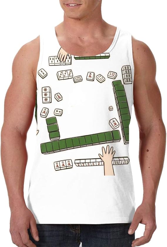 Amazon Co Jp ハッピー麻雀時間 タンクトップ メンズ ノースリーブ インナー スポーツウェア ポケットなし Uネッククトップ 袖なし スリム ジム用tシャツ トレーニングウェア おもしろ 吸汗速乾 ファッション