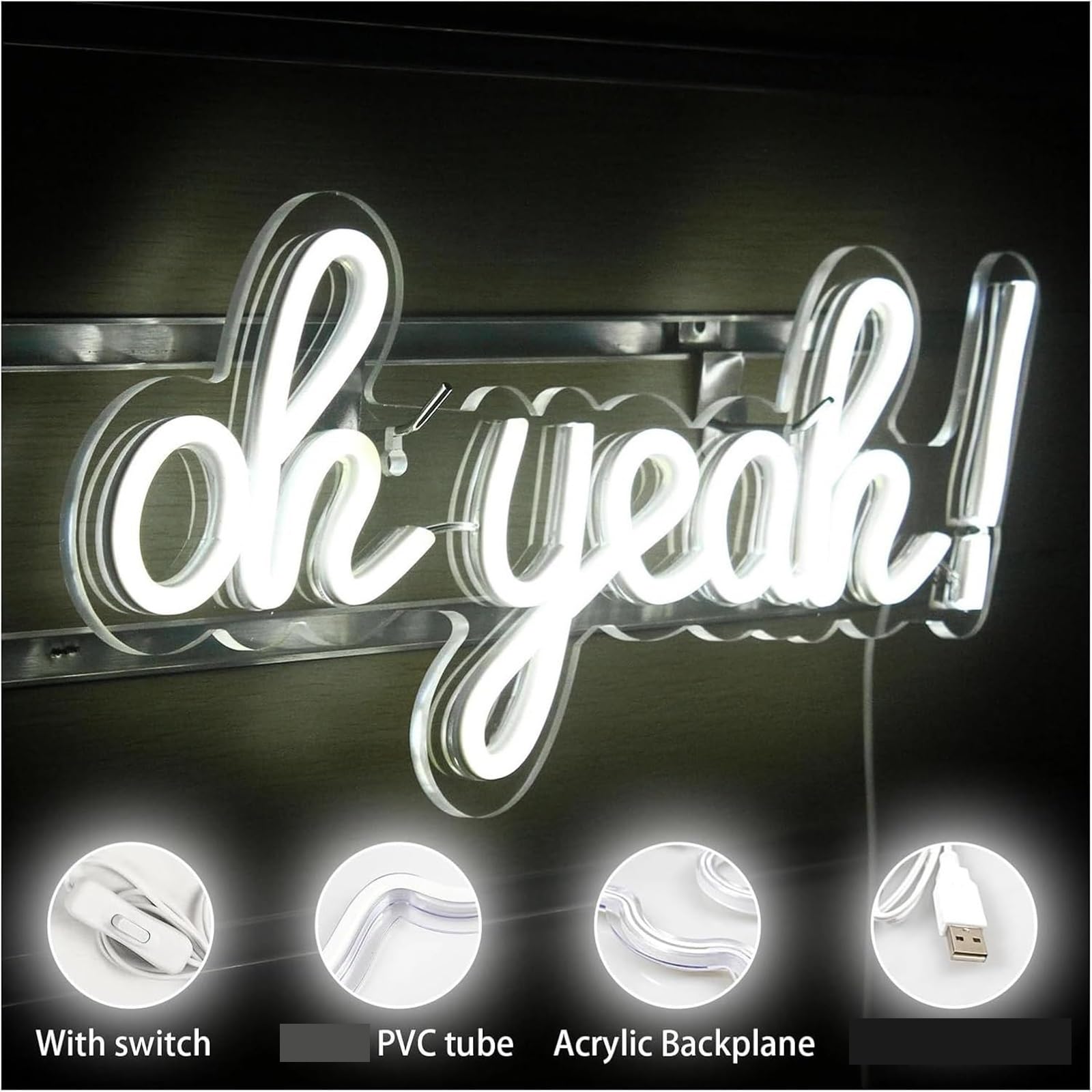 "Oh Yeah" Decoración de pared neón LED para habitación, momento juego