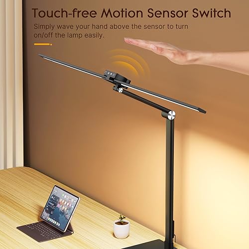 Miniatura 2 de Syrinx Desk Lamp with Base, Eye-Caring Desk Lamps for Home Office with Gesture Sensor Switch, Dual Screen Computer Monitor LED Desk Light, 24W 25