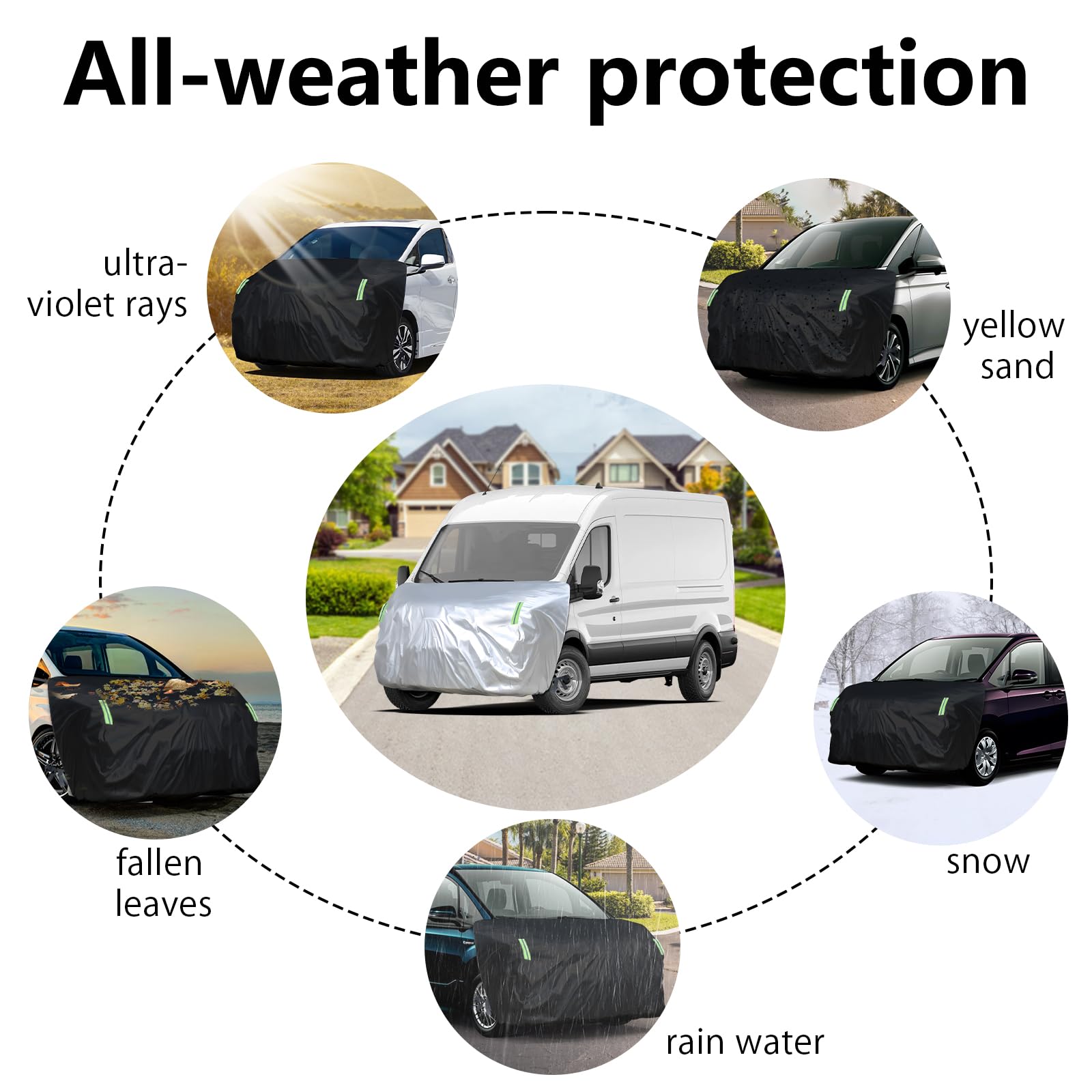 Vordere Halbe Autoabdeckung Motorhaubenabdeckung mit Reflektierenden Riemen für Ford Transit Van Mercedes Sprinter FIAT Ducato Renault Master