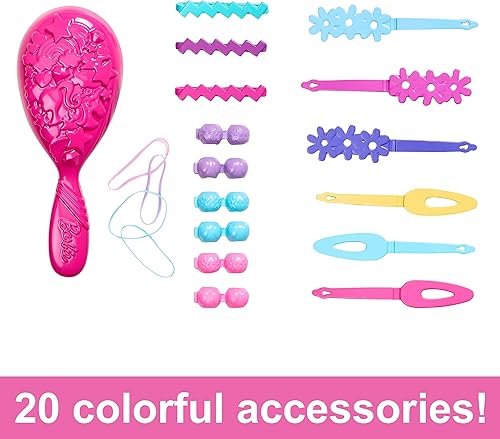 Miniatura 3 de Barbie Cabeza de estilo de muñeca, cabello rubio con 20 accesorios coloridos, cabeza de muñeca para peinar el cabello