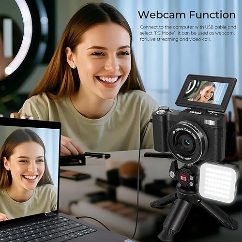 Miniatura 5 de 5K Digital Camera for Photography 64MP WiFi Vlogging Camera for YouTube Auto-Focus Video Camera with Flip Screen Compact Digital Cameras with