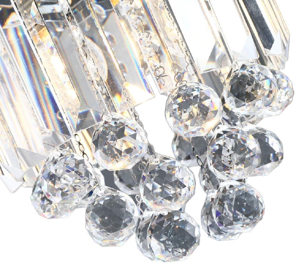 Gdrasuya10 Set of 3 Crystal Chrome Pendant Light, Crystal Beads Pendant Lighting Fixture E26 Bulbs Hanging Ceiling Light Shining Chromed for Kitchen Island Living Room (Adjustable Length)