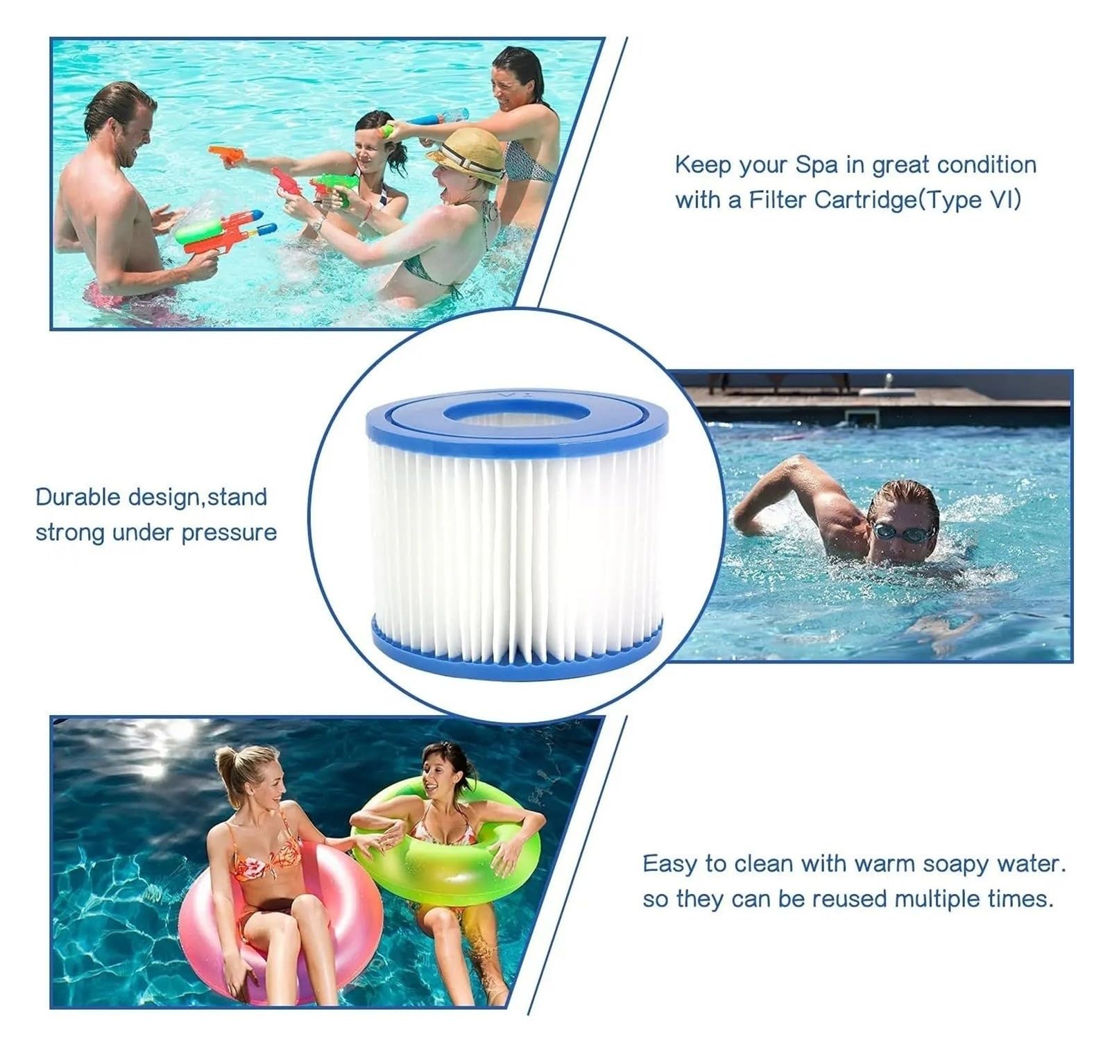 Compatibile con Filtro Bestway Dimensione VI, 58323, Cartuccia Filtro, Compatibile con Lay-Z-Spa, Parigi, Miami, Vegas, Monaco, Palm Springs, for Intex(12pcs)