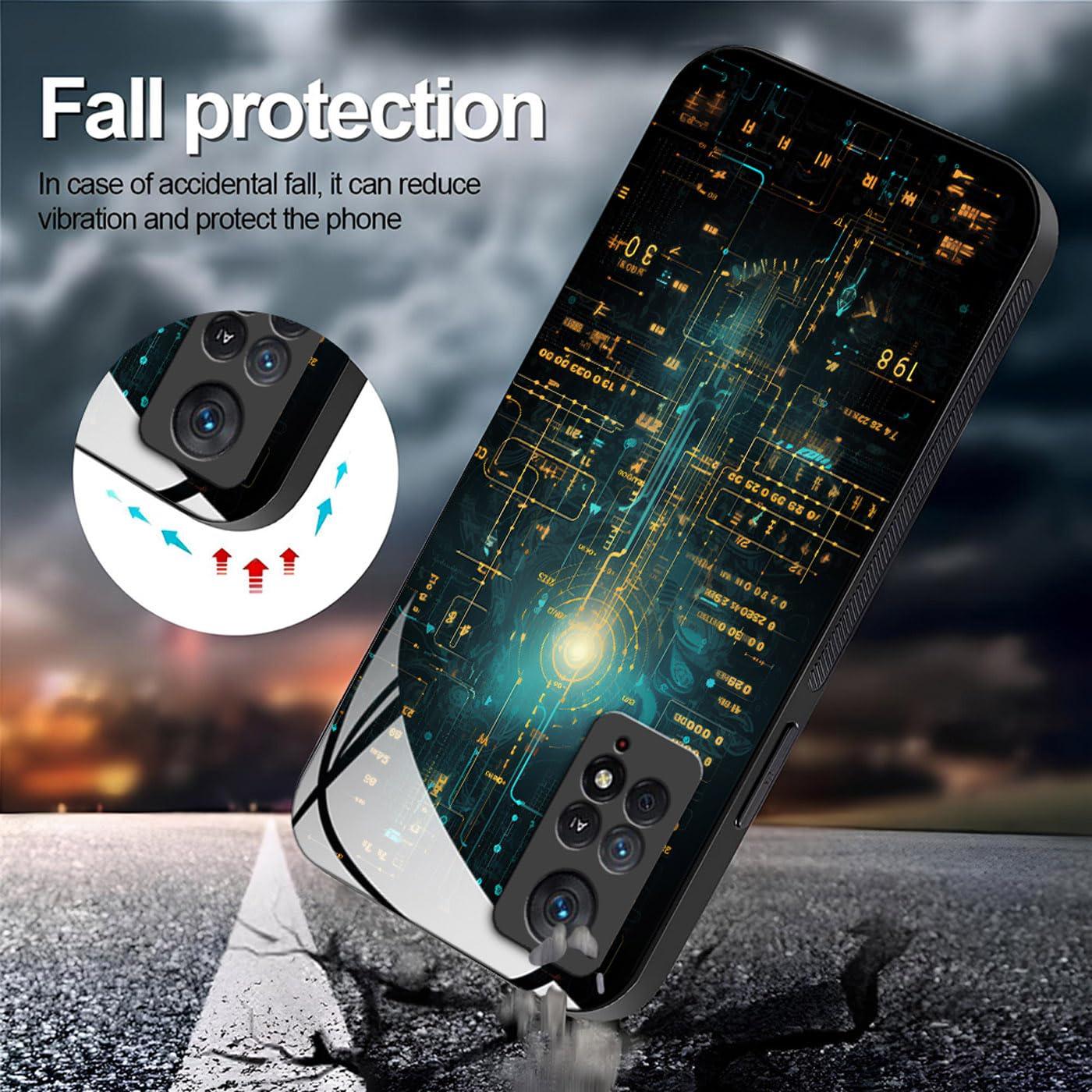 Coque Xiaomi Redmi Note 11 Pro Plus 5G Motif Abstrait Géométrique Arrière Verre Antichoc Cyberpunk