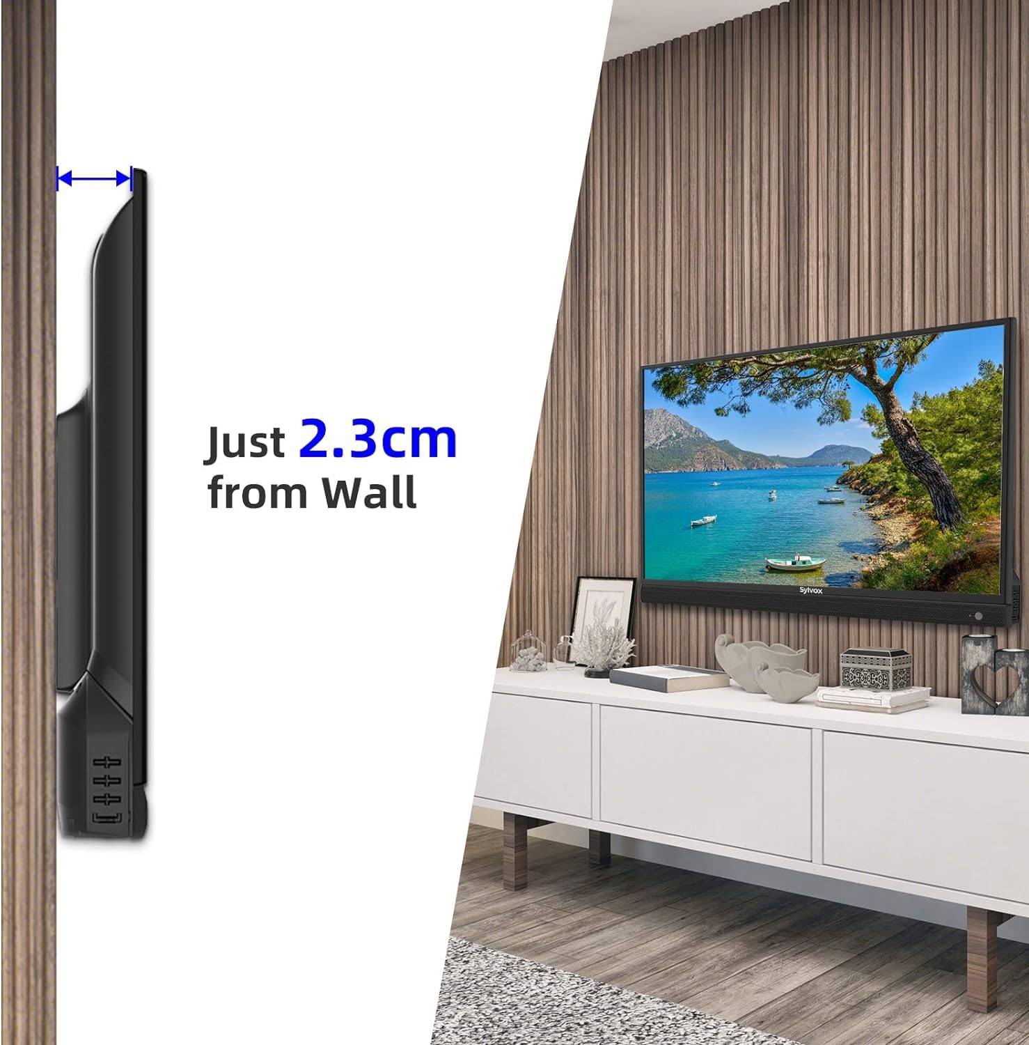 SYLVOX RV TV-Wandhalterung, Flachbildschirmhalterung für TVs von 14-42 Zoll, VESA-Unterstützung 75x75mm bis 200x200mm, maximales TV-Gewicht 55lbs, Schwarze Feste RV-TV-Halterung, platzsparend