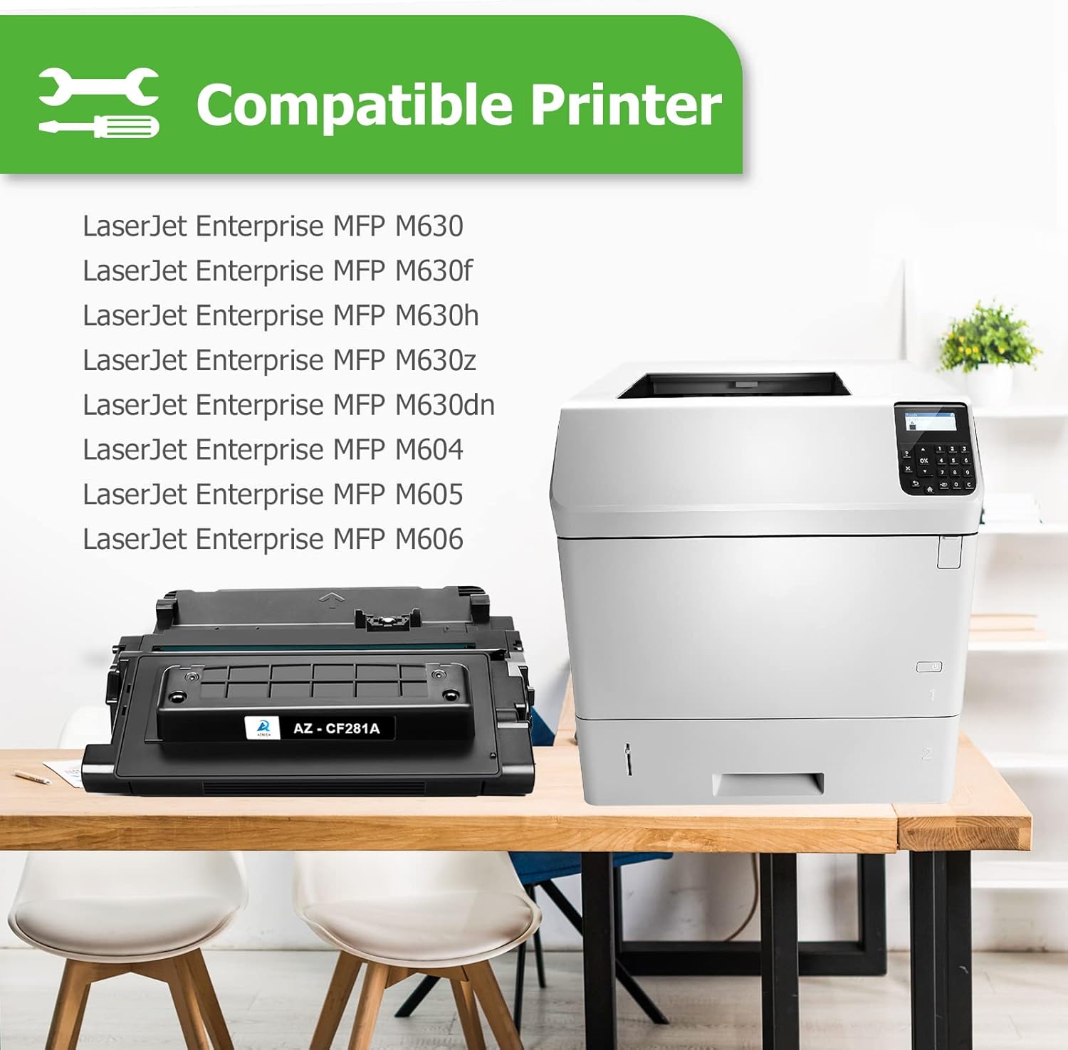 Aztech Compatible Toner Cartridge Replacement for HP 81A CF281A for Enterprise MFP M604 M604n M604dn M605 M605n M606 M630 Printer (Black, 2-Packs)