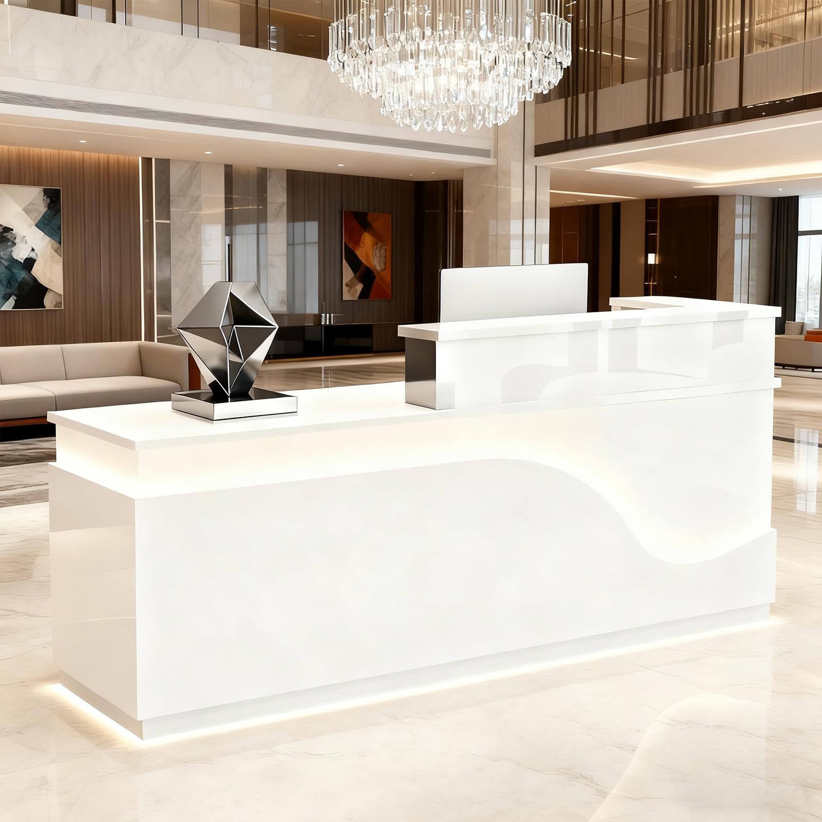 Bancone reception legno cassetti ripiani，bianco x ufficio salone，Sinistra | Per Ufficio, Per Salone