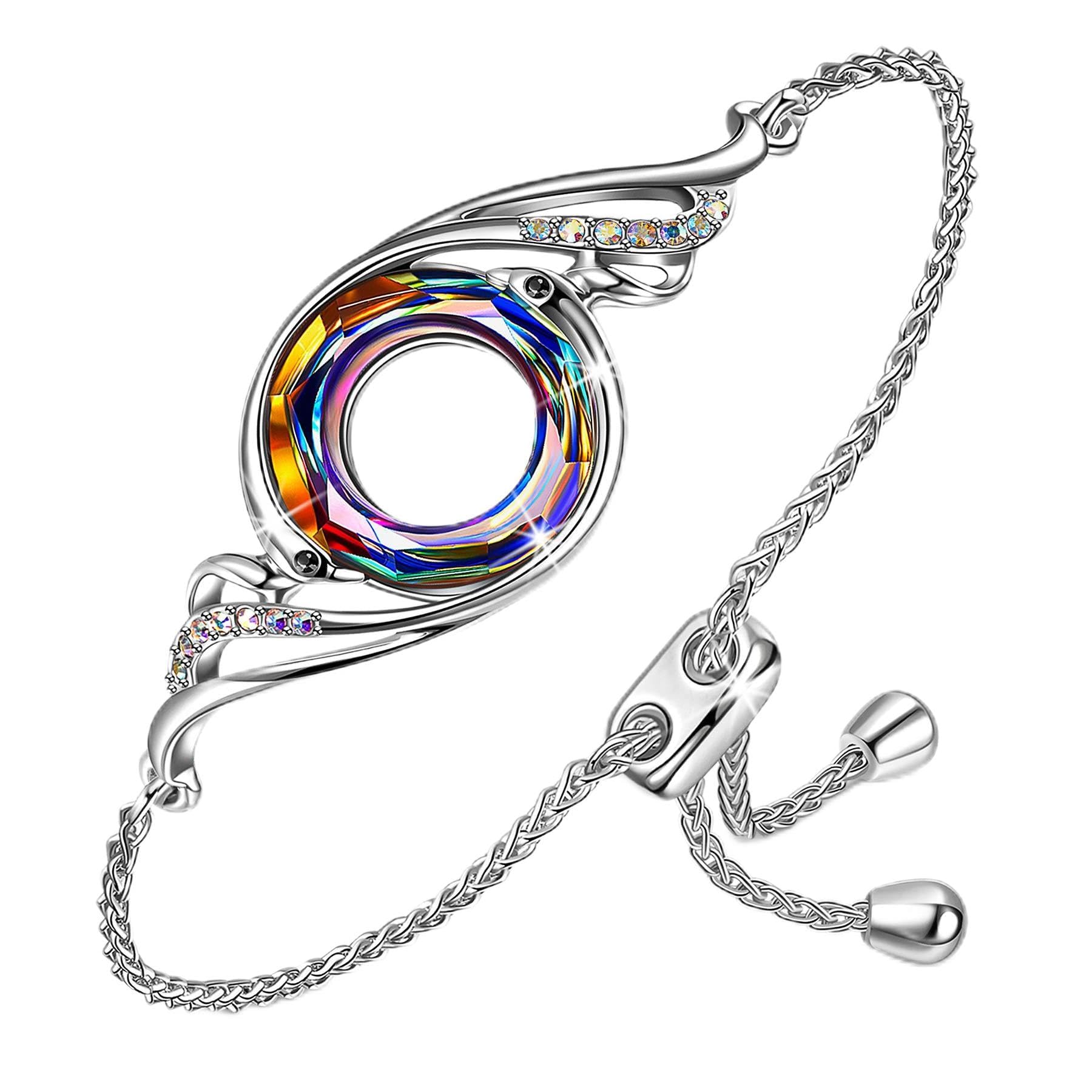 ♥ Rise From the Ashes Phoenix Bracelet Made with Crystals from Austria, Adjustable Slider Bracelet for Women, Packaged with Jewelry Box, Birthday Gift for Women, Symbol of Luck and Renewal