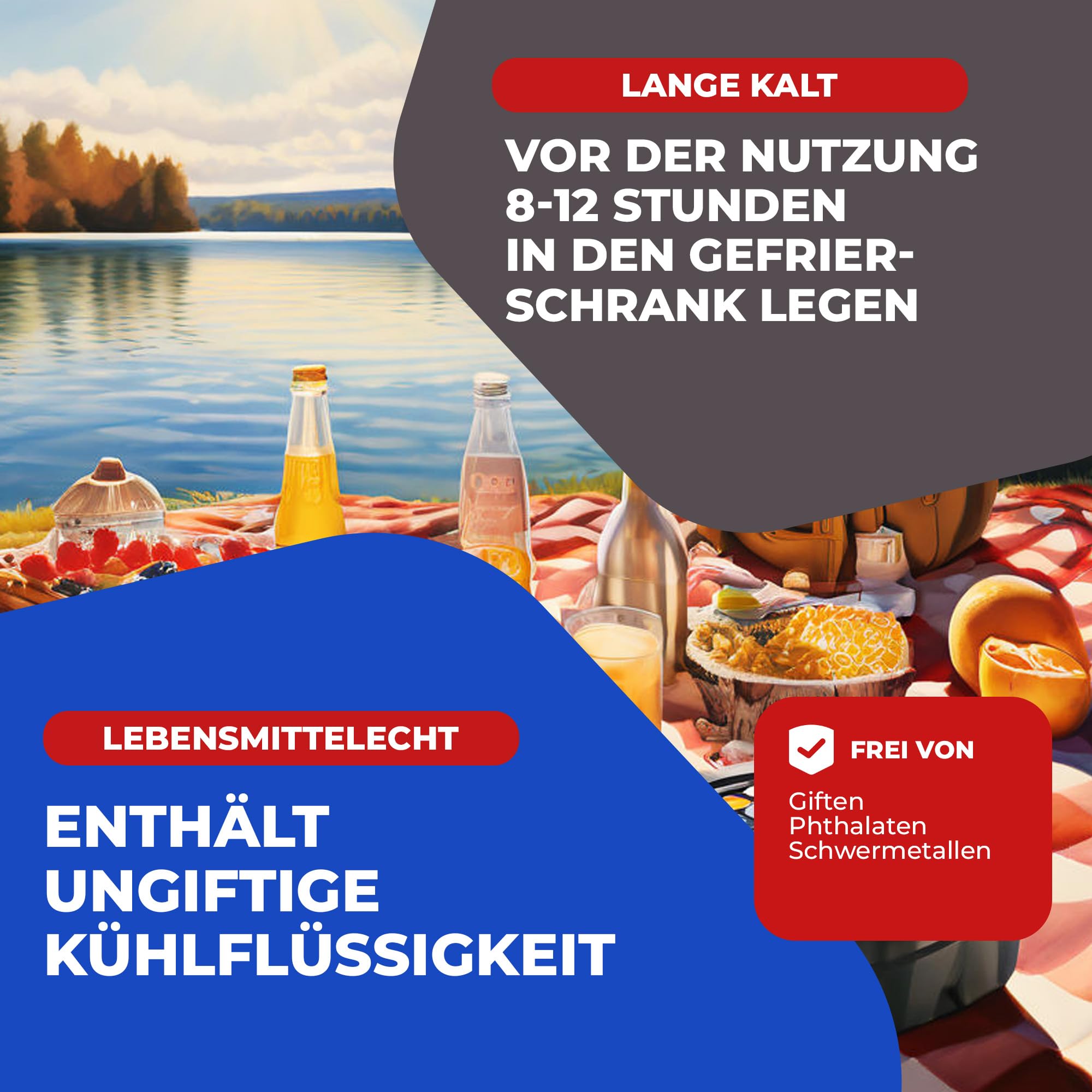 NEMT Flache Kühlakkus 200ml – Extra kompakte Kühlelemente – 48 Stück