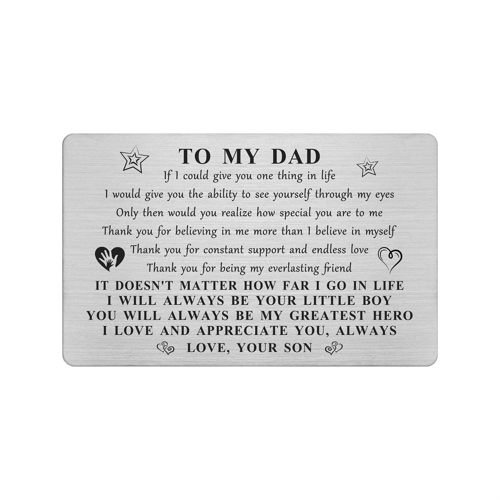 Yoben Dad Gifts from Son, Personalized Daddy Happy Fathers Day Birthday Card from Son, I Love You Hero Dad Wallet Card for Man, Long Distance Father Gift Ideas