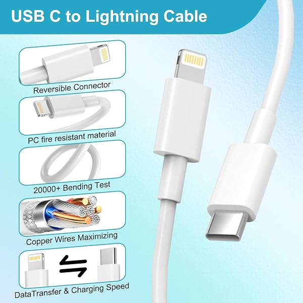 25W Caricatore Phone Originale Apple MFi,Caricabatterie Phone Caricatore Rapido per Phone 14 13 12 11 Pro Max/Mini/XS/X/8, USBC Alimentatore Presa USB C Spinotto con 2M Cavo Ricarica Rapida - 2