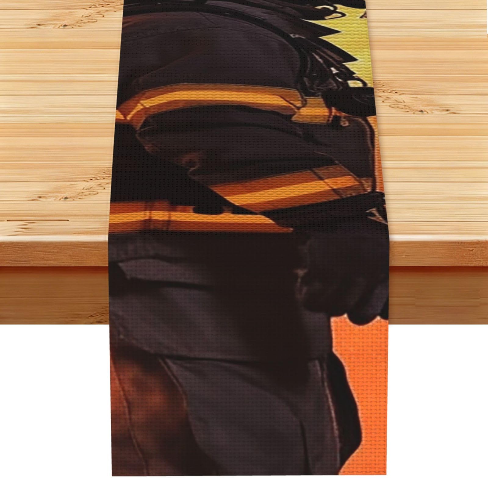 Firefighter Fireman Flame Table Runner 13 x 72 Inches Long, Cotton Linen Table Runners for Kitchen Dining Table Decoration - Washable Tablecloth Modern Tablerunner for Home Party Decor