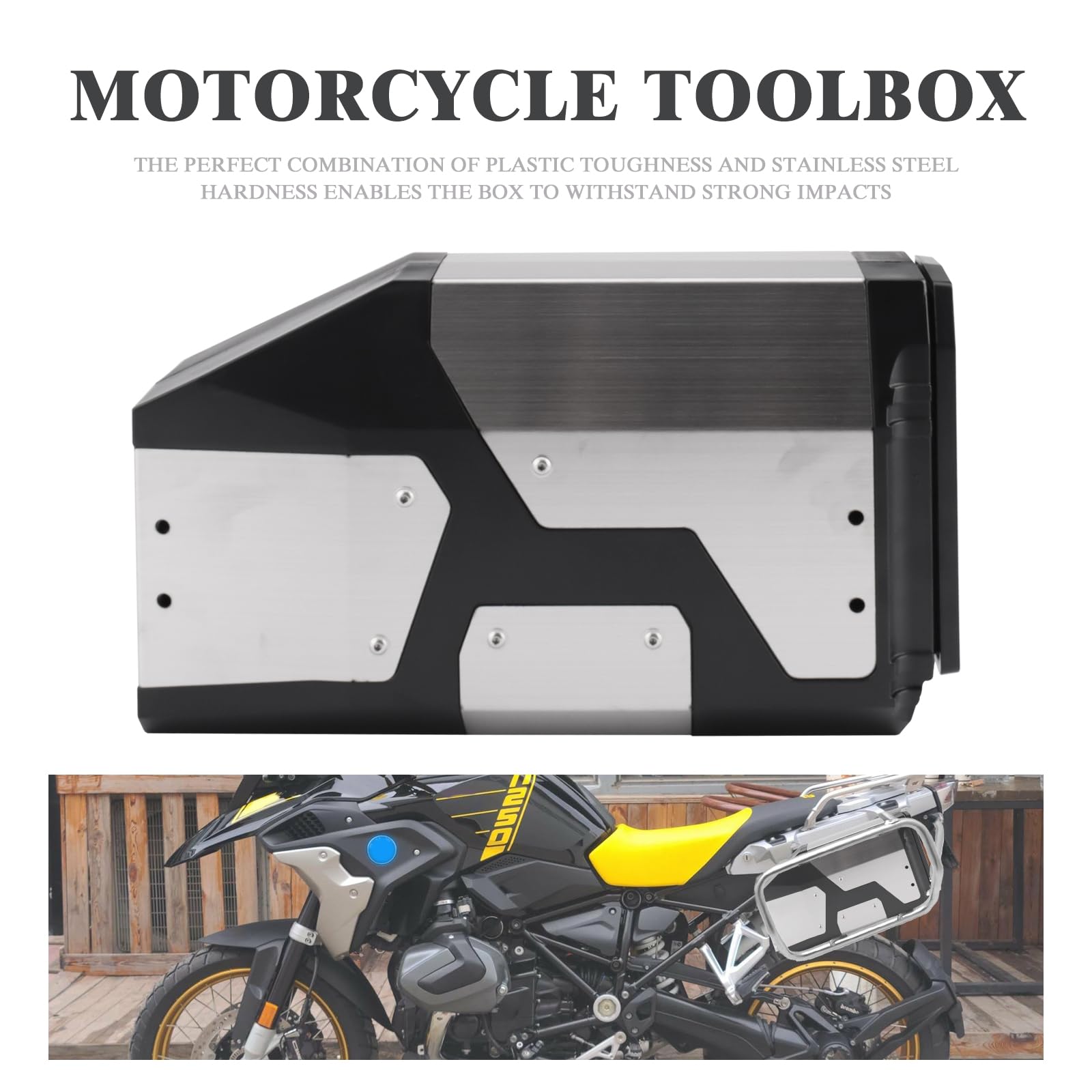 Cassetta portautensili Laterale Sinistra Scatola in Alluminio Adatta per BMW R1250GS R1200GS LC & Adventure 2002 2008 2018（silver）