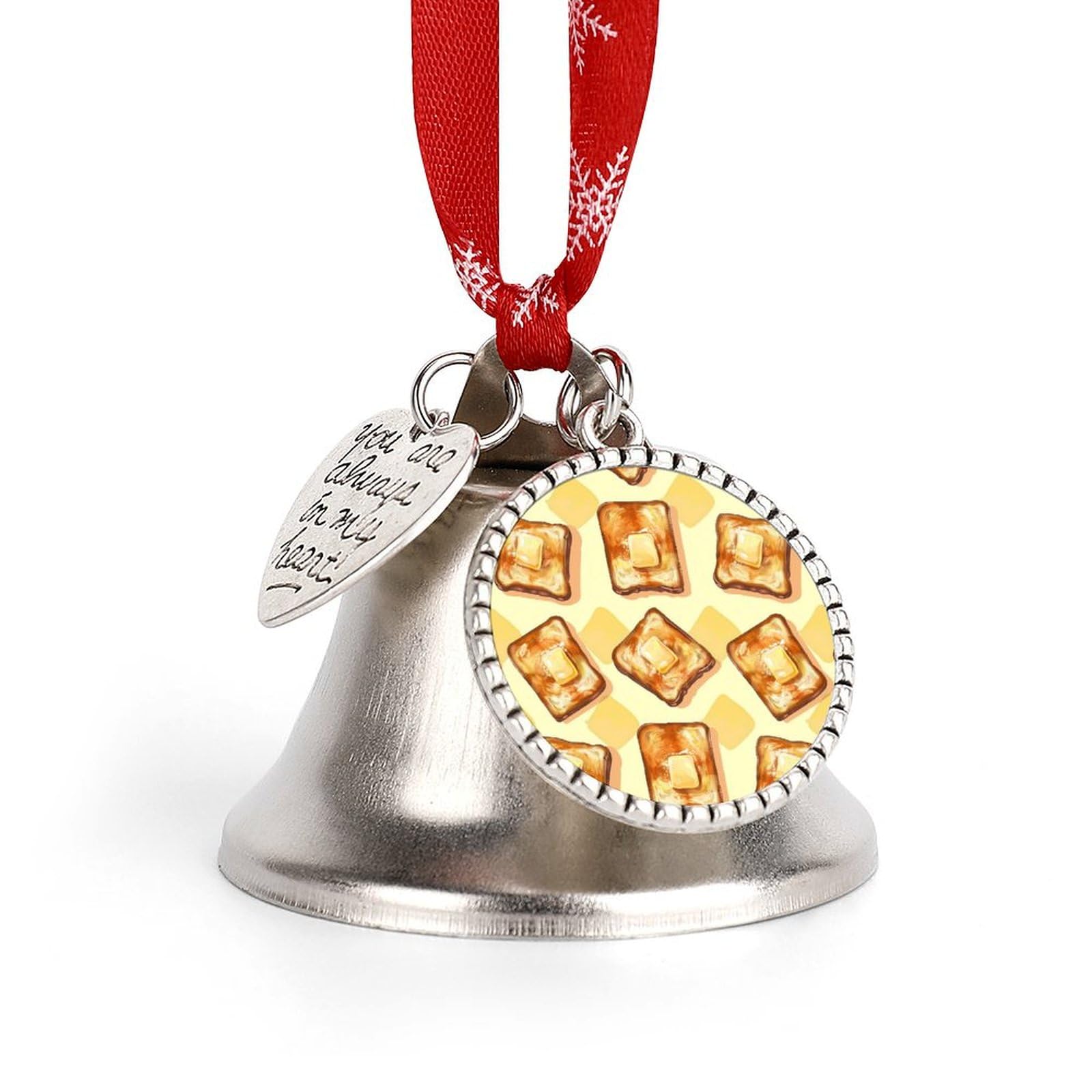 Golden Toasts Funny Christmas Bell Ornament Cute Xmas Tree Hanging Pendant Decoration for Holidays Party