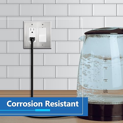 Miniatura 3 de LIDER Placa de pared metálica triple decorativa, resistente a los impactos, cubierta de enchufe de metal o interruptor de luz, acero inoxidable 430,