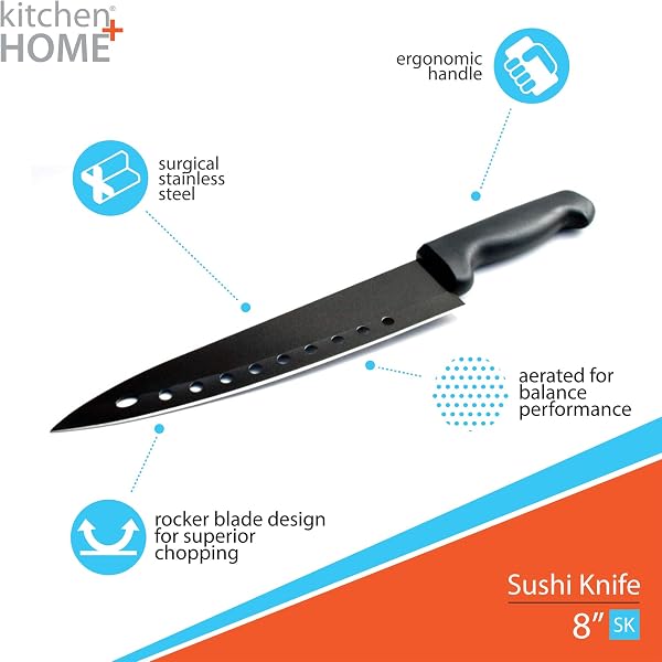 Kitchen + Home くっつかない 刺身包丁 8インチ ステンレススチール テフロン加工 多用途 シェフナイフ SE-009-2PK - 2