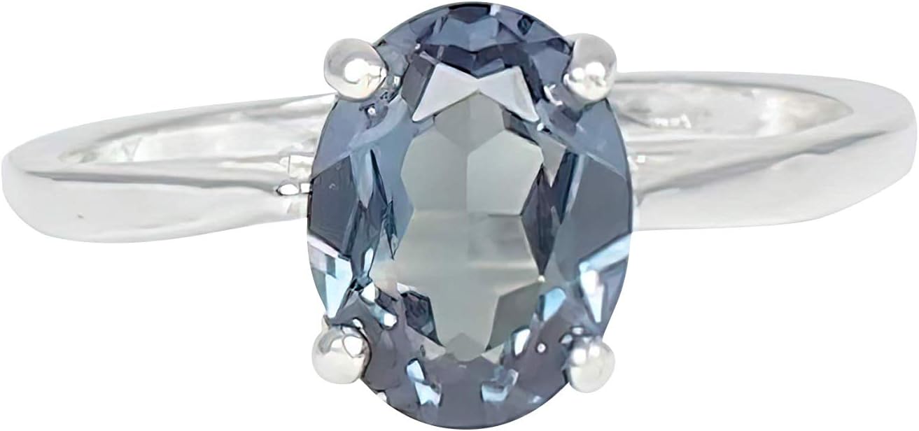 TSNjewelryColor-Changing Alexandrite Sterling Silver 925 Ring/Oval-Shaped