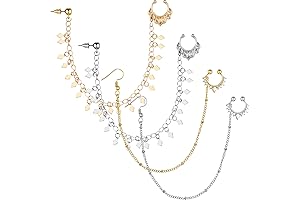 4 Pieces Nose Chain To Ear Jewelry Set - Fake Nose Ring...
