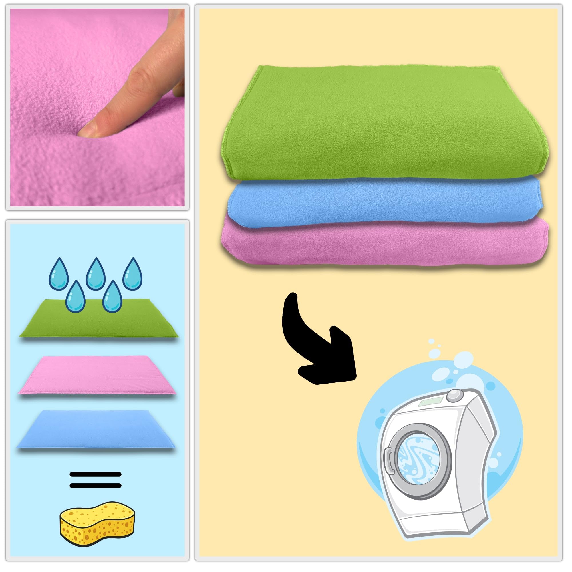 Fleece-Decke & Matte für Meerschweinchen und Kaninchen (2er Set) | 70 x 140 cm – C&C 2x4 – Rosa- Waschbare, weiche & saugfähige Unterlage. Perfekt als Spielmatte für Ihre Kleintiere