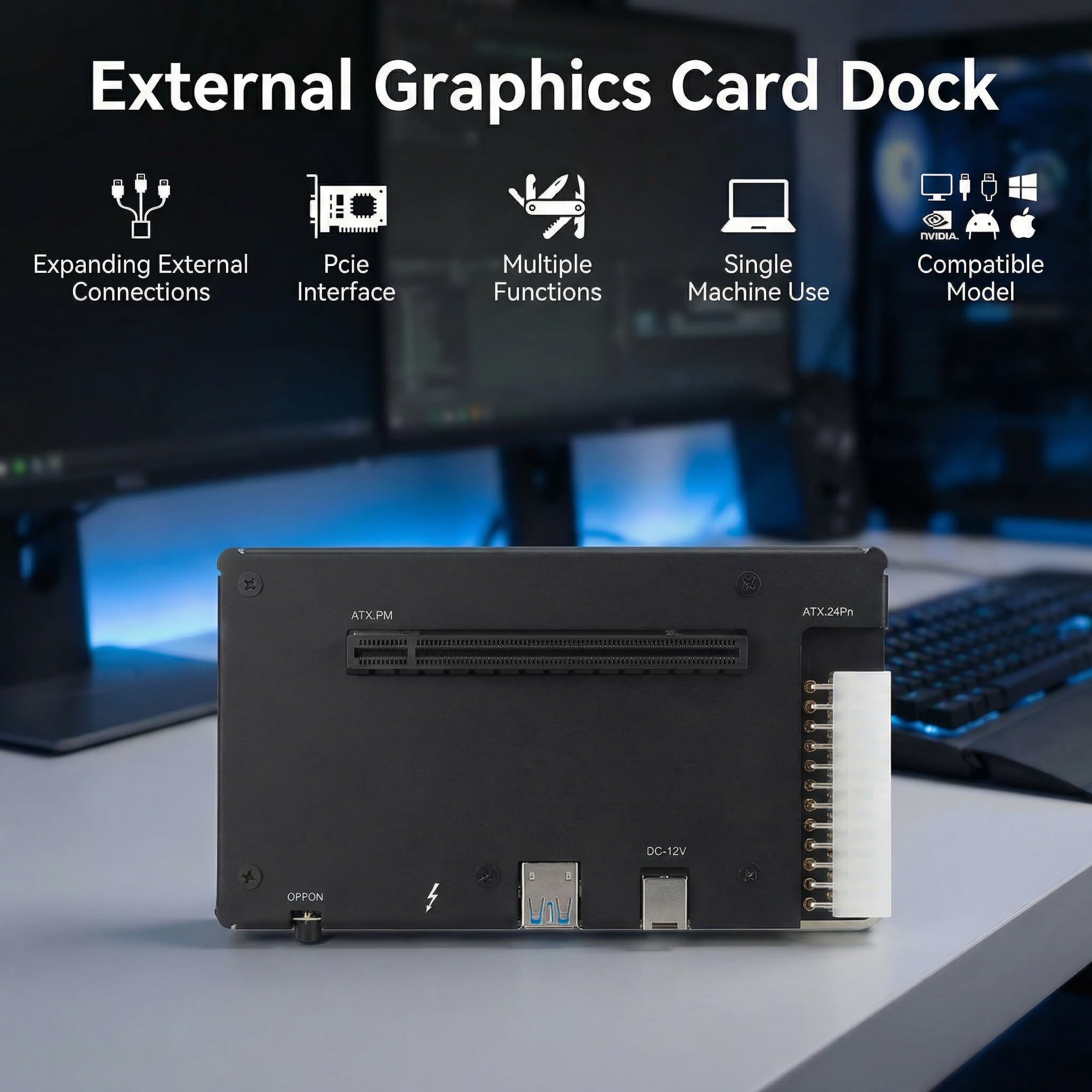 Boîtier externe GPU, station d'accueil EGPU pour 4 cartes graphiques USB 4.0 compatible avec fente PCIe 16X, pour cartes graphiques, ordinateurs portables, consoles de poche