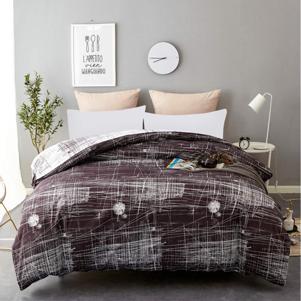 Housse de couette 200 x 230 cm marron et taie d'oreiller pour lit deux personnes