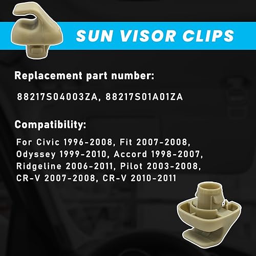 Miniatura 3 de Suvnie 2 clips de gancho para visera solar de automóvil, clip de gancho de soporte para protector solar, gancho de soporte para parasol para Civic