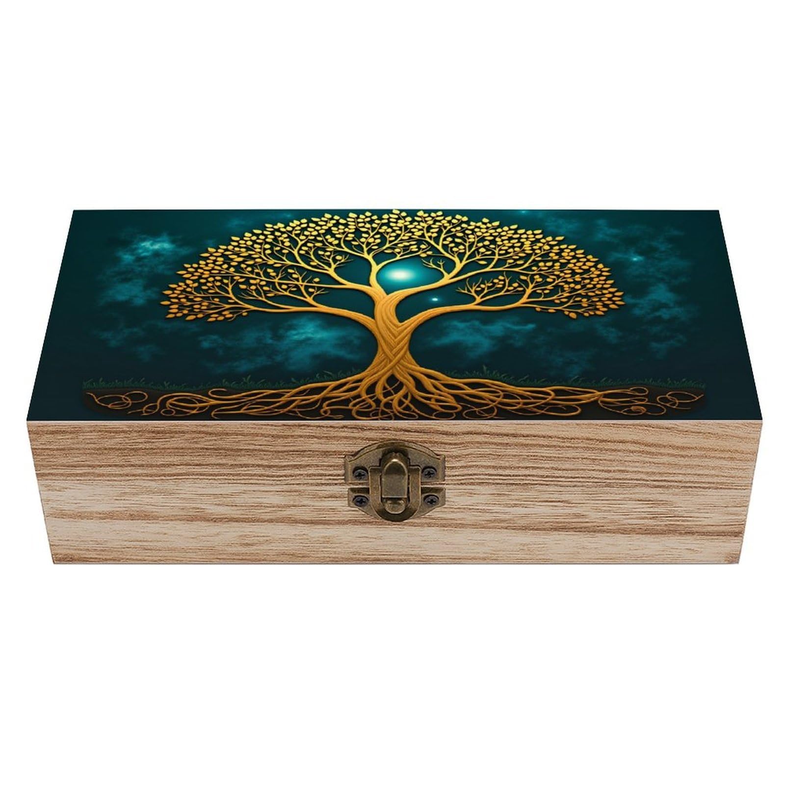 asbwuo Magical Tree Vintage Wooden Keepsake Box