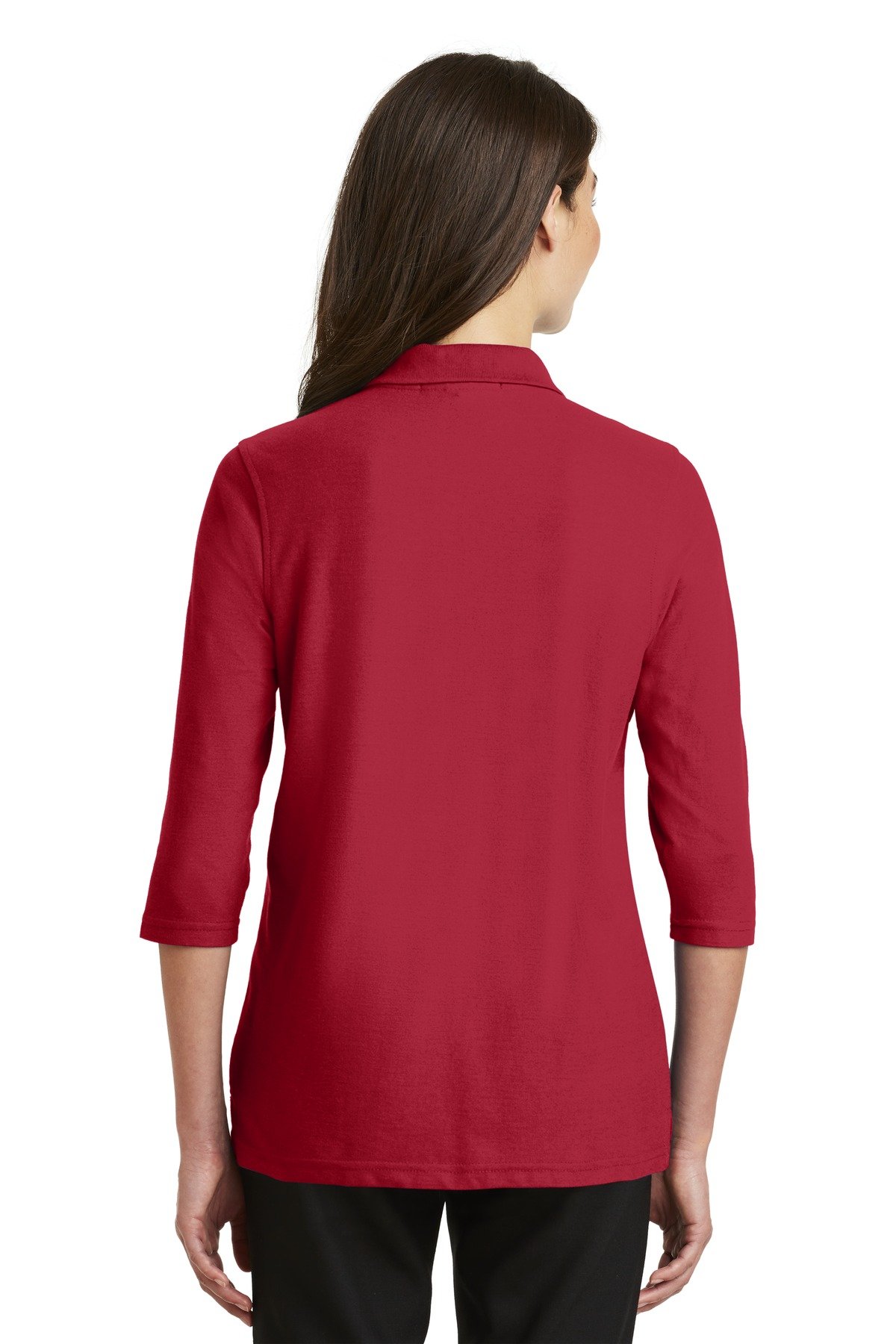 Port Authority Women's Silk Touch 3/4-Sleeve Polo Shirt Red