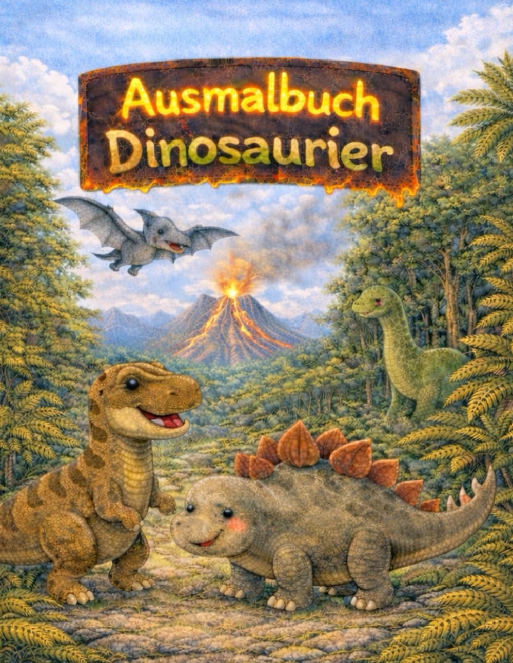 Ausmalbuch Dinosaurier: 40 liebevoll gestaltete Motive zum Ausmalen für Kinder