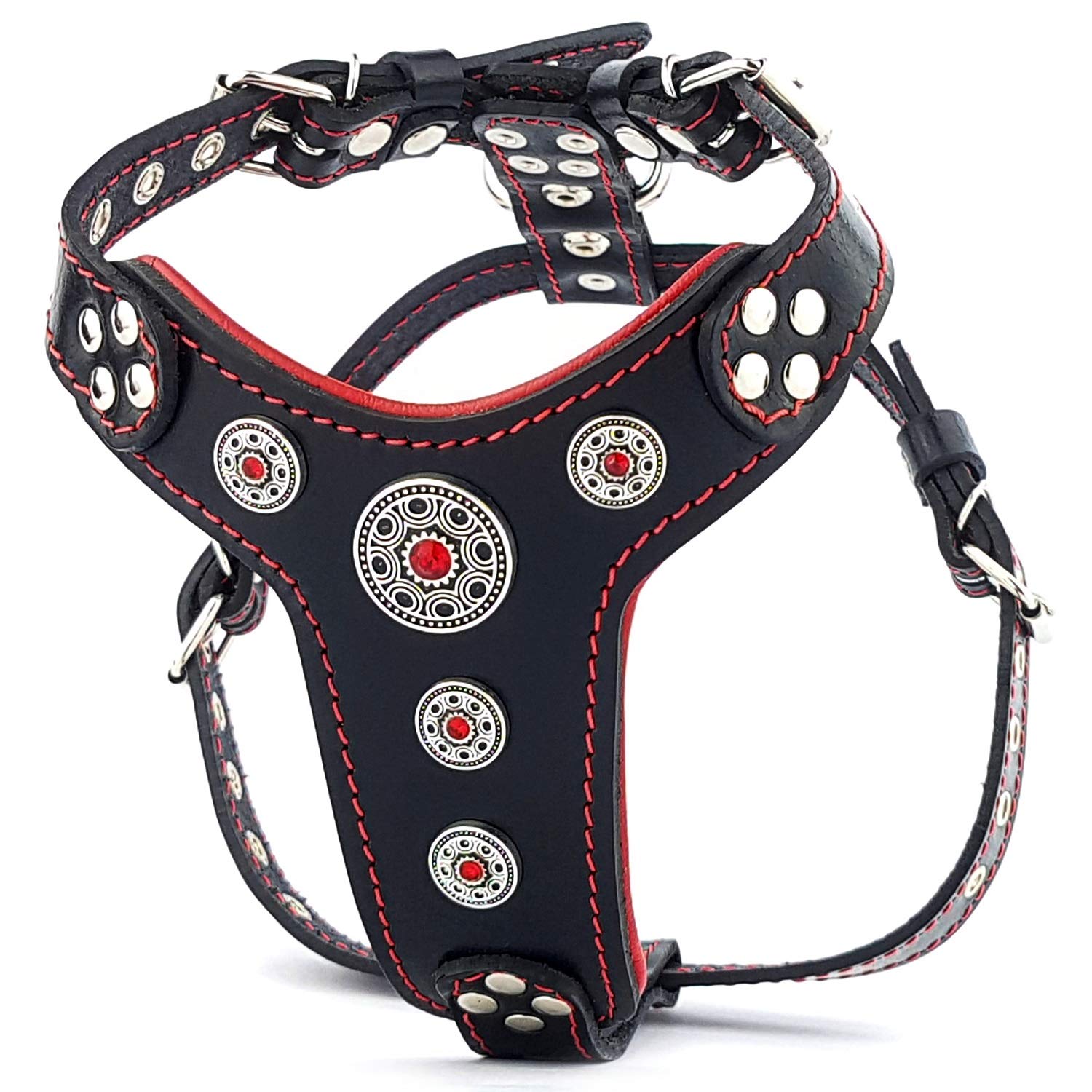 Bestia Bijou Arnés para Perro con Tachuelas de Cuero Genuino para Razas pequeñas a Medianas
