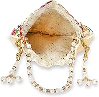 Vista 8 de Bolso de mano étnico de seda con perlas Batwa con asa para mujer