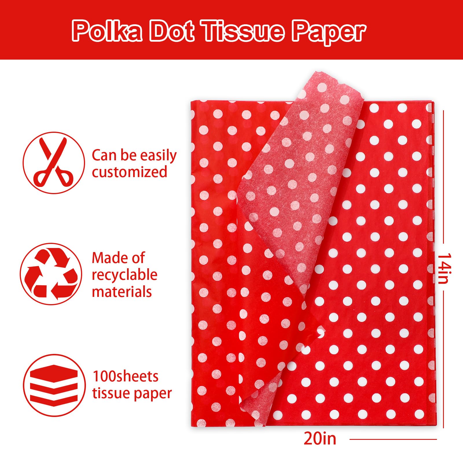 Whaline 120 Sheets Christmas Tissue Paper - Plaid, Dots & Stripes Print For Gift Wrapping, DIY Crafts, Parties - View #7