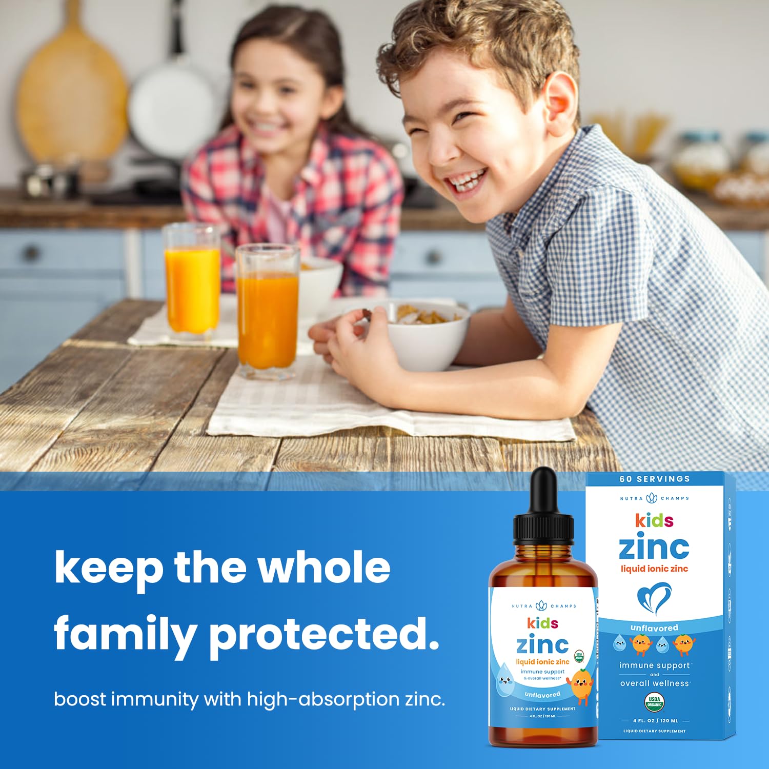 NutraChamps Organic Liquid Zinc Drops for Kids, Ionic Zinc Drops Enhanced with Vitamin C for Children, Sugar-Free 4 oz, Vegan & Non-GMO, Unflavored, 60 Servings, 2 Month Supply — Amazon image 3