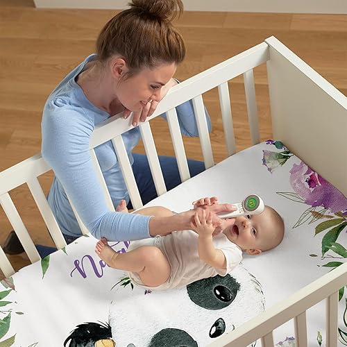 Miniatura 4 de Sábanas personalizadas para cuna, paquete de 2  Sábanas portátiles para cuna con nombre, juego de ropa de cama de guardería para niñas  Juego de