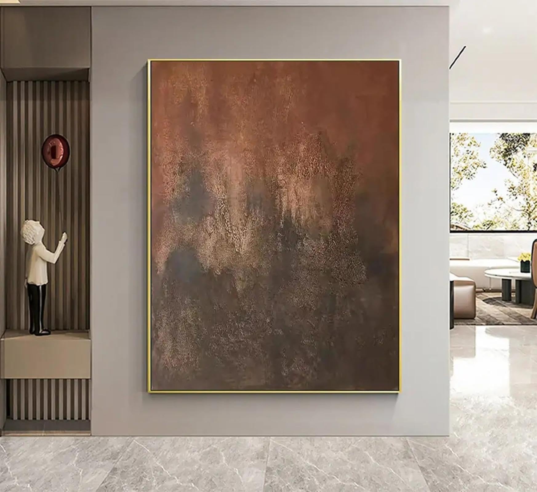ytonghao Wabi-Sabi Abstract Wall Art Brown Minimalist Painting Brown Wall Art Brown Painting Brown Black Canvas Painting Prints 27.5"x39.4"(70x100cm) No frame