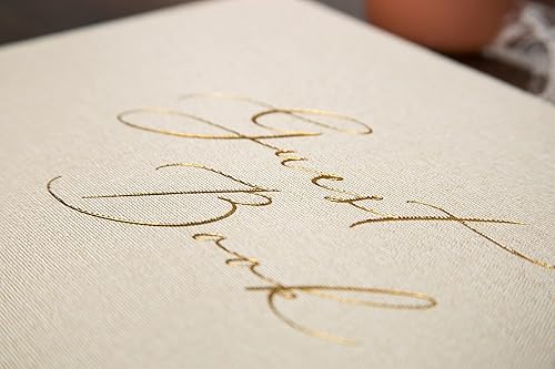 Miniatura 8 de Libro de visitas forrado en relieve, 11.5 x 8.5 pulgadas, grande, de lujo, moderno, de lona color crema, libro de visitas con tapa dura para bodas