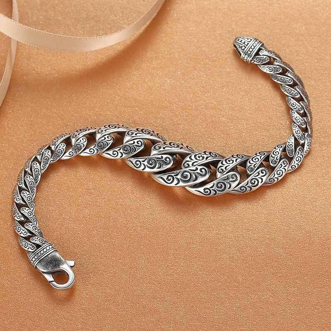 Exquisitely Designed Interwoven Pattern Bracelet with Sturdy Fastening Tribal Tattoo Carved, 220mm (8.66 inch)